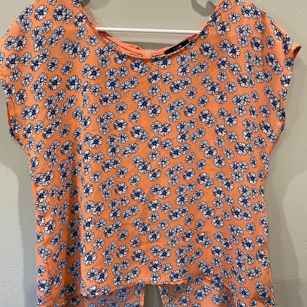 Floral Blouse with Bow Back